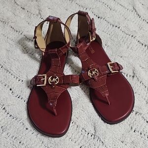 Michael Kors Preston Flat Burgundy Sandals